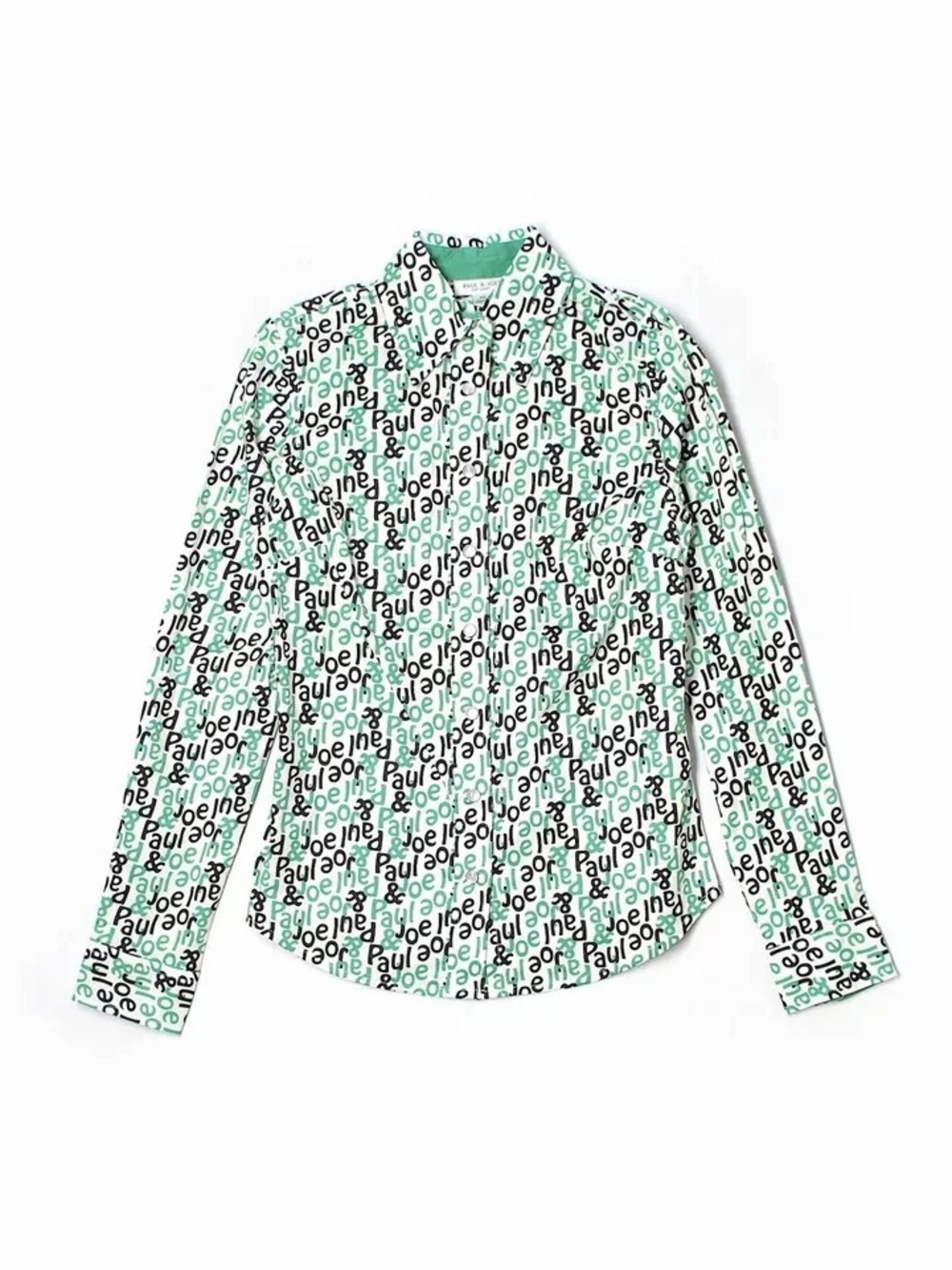 Paul & Joe Logo Print Shirt in Green and Black